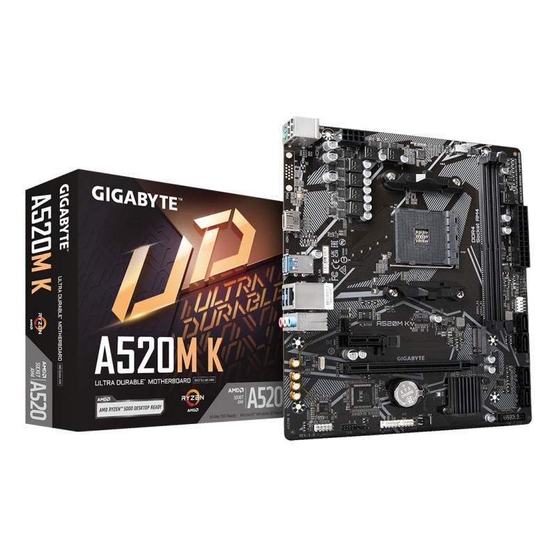 Płyta główna Gigabyte A520M K, chipset AMD A520, gniazdo AM4, 2xDDR4, format mATX Płyta główna Gigabyte A520M K, chipset AMD A520, gniazdo AM4, 2xDDR4, format mATX