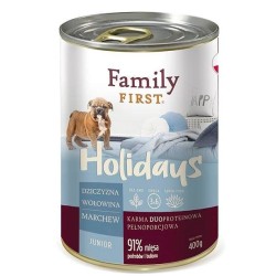 FAMILY FIRST Holidays Junior Dziczyzna, wołowina, marchew - mokra karma dla psa - 400 g