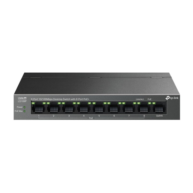 TP-Link LiteWave LS109P łącza sieciowe Nie zarządzany Fast Ethernet (10/100) Obsługa PoE Czarny TP-Link LiteWave LS109P łącza sieciowe Nie zarządzany Fast Ethernet (10/100) Obsługa PoE Czarny