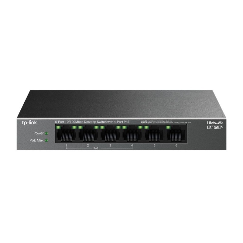 TP-Link LiteWave LS106LP łącza sieciowe Nie zarządzany Fast Ethernet (10/100) Obsługa PoE Czarny TP-Link LiteWave LS106LP łącza sieciowe Nie zarządzany Fast Ethernet (10/100) Obsługa PoE Czarny
