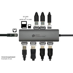 Alcasa HUB-C001A huby i koncentratory USB Type-C 5000 Mbit/s Antracyt