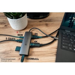 Alcasa HUB-C001A huby i koncentratory USB Type-C 5000 Mbit/s Antracyt
