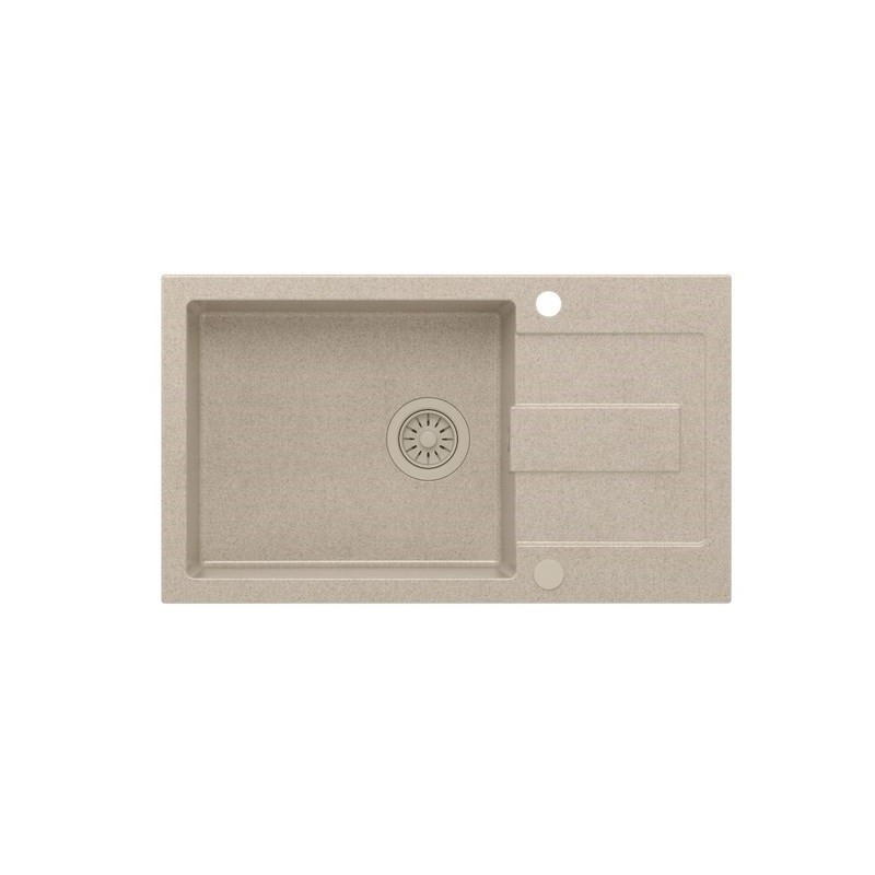 Zlewozmywak granitowy QUADRON CHRISTIAN 136 XL biały wpuszczany z syfonem manualnym i zaślepką