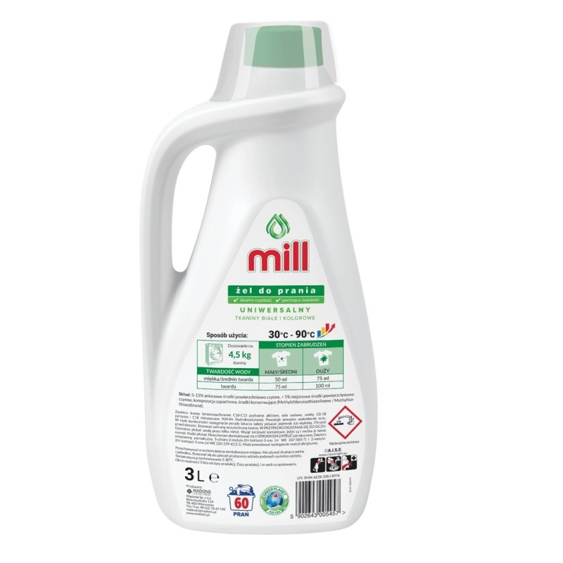 MILL Żel do prania UNIWERSALNY 3l, 60 prań (opak.zb 4 szt.) MILL Żel do prania UNIWERSALNY 3l, 60 prań (opak.zb 4 szt.)