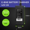 QOLTEC ŁADOWARKA DO BATERII ROWERU ELEKTRYCZNEGO 36V | 42V | 2A | 5.52.5