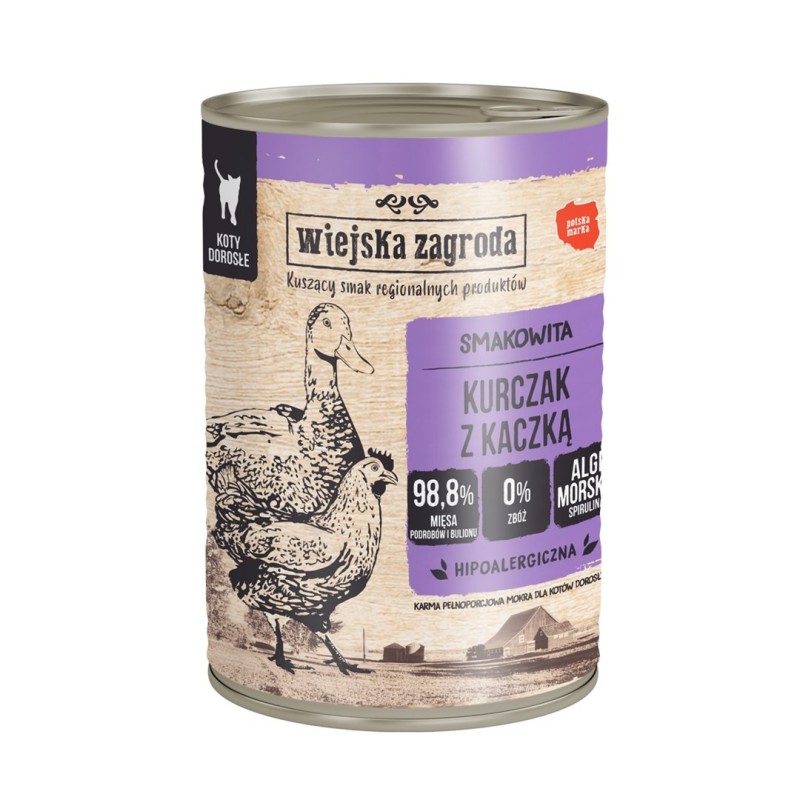 Wiejska Zagroda - Kurczak z kaczką - Mokra karma dla kota - 400g Wiejska Zagroda - Kurczak z kaczką - Mokra karma dla kota - 400g