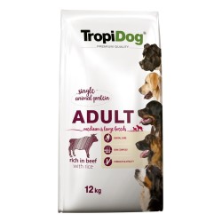 TROPIDOG Premium Adult Medium & Large Wołowina z ryżem - sucha karma dla psa - 12 kg
