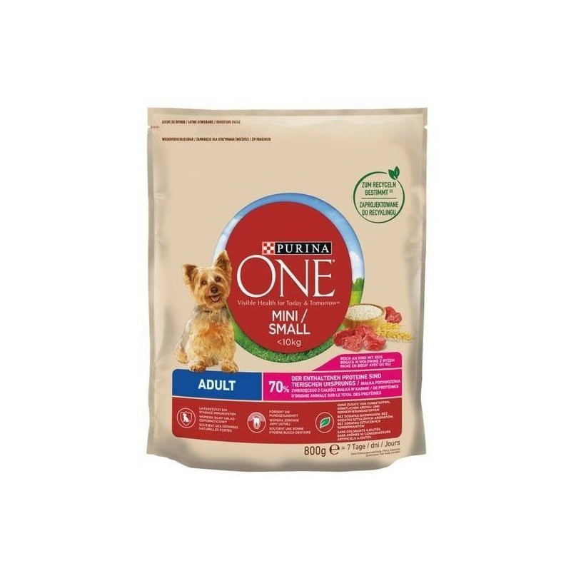 PURINA One Mini Adult Wołowina, ryż - sucha karma dla psa - 800 g