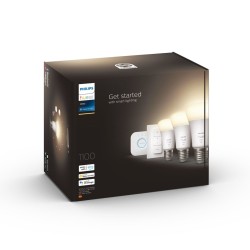 Philips Hue W Starter Kit 9,5W A60 E27 3szt, mostek, przełącznik Philips Hue Hue W Starter Kit 9,5W A60 E27, 3szt., mostek,
