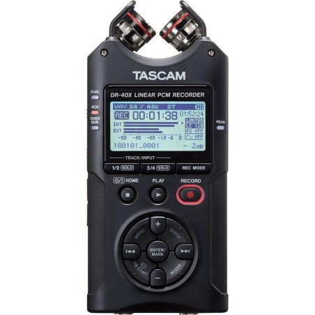 Tascam DR-40X - Przenośny rejestrator cyfrowy z interfejsem USB, zapisujący 2 x stereo, 2 GB karta SD
