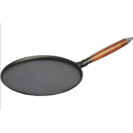Patelnia do naleśników z drewnianym uchwytem STAUB 40509-525-0 - czarna 28 cm