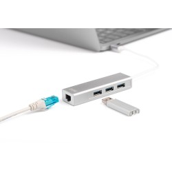 Digitus Hub USB 3.0 Type-C™ z Gigabit Ethernet