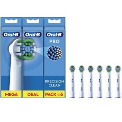 Oral-B | Zestaw szczotek Precision Clean | EB20RX-6 | Głowy | Dla dorosłych | Liczba główek szczoteczki w zestawie: 6 | Biały