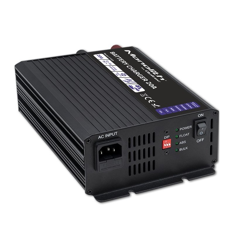 Qoltec Inteligentna ładowarka Monolith do akumulatorów LiFePO4 AGM GEL SLA, 20A, 12V Qoltec Inteligentna ładowarka Monolith do akumulatorów LiFePO4 AGM GEL SLA, 20A, 12V