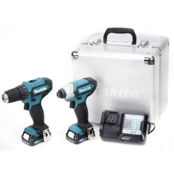 MAKITA CLX224X zestaw narzędzi akumulatorowych COMBO DF333D wiertarko-wkrętarka 30Nm + TD110D zakrętarka udarowa 110Nm 1/4 CXT