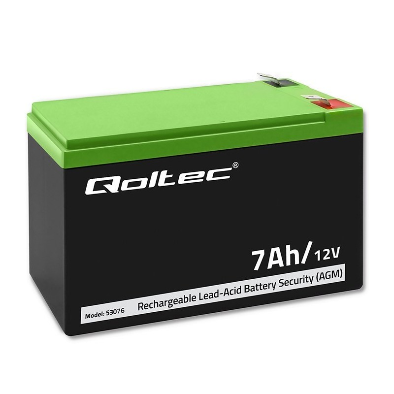 QOLTEC AKUMULATOR AGM 12V | 7AH | MAX. 105A | SECURITY