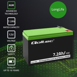 QOLTEC AKUMULATOR AGM 12V | 7.2AH | MAX 108A