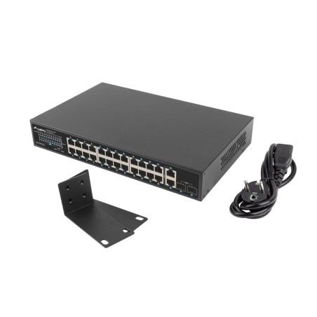 Switch LANBERG RSGE-24P-2GE-2S-360 RACK 19" 24X 1GB POE+/2X GB/2X SFP 360W
