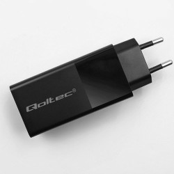 Ładowarka Qoltec 52382 GAN POWER PRO 1XUSB-C 1XUSB 100W 5-20V 1.5-5A PD CZARNA