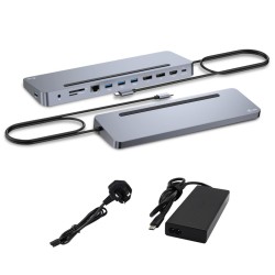 i-tec C31FLAT2PDPRO100W stacja dokująca Przewodowa USB 3.2 Gen 1 (3.1 Gen 1) Type-C Srebrny