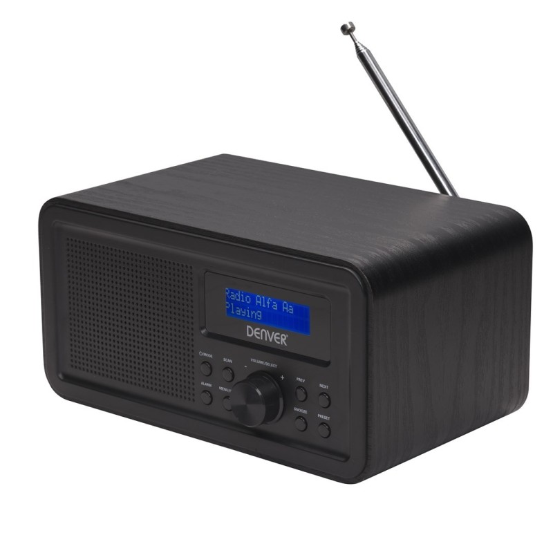 Radio DENVER DAB-30 DAB+/FM sieciowe/4xAA z drewnianą obudową czarne Radio DENVER DAB-30 DAB+/FM sieciowe/4xAA z drewnianą obudową czarne