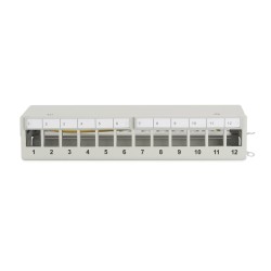 Panel krosowy modularny desktop 12x keystone, ekranowany, szary, prowadnica kabli, pola opisowe