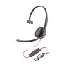 Poly Blackwire 3210 Monaural USB-C Headset +USB-C/A Adapter