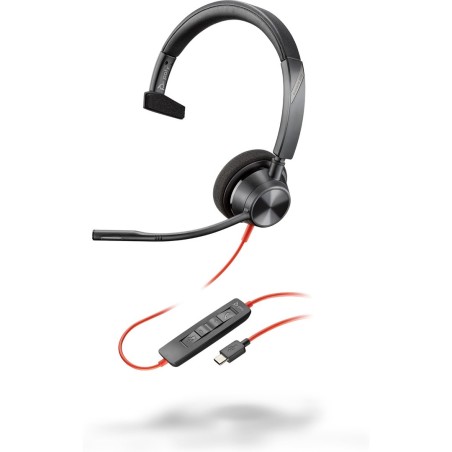 POLY Jednouszny zestaw słuchawkowy Blackwire 3310 USB-C + przejściówka USB-C/A