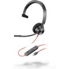 POLY Jednouszny zestaw słuchawkowy Blackwire 3310 USB-C + przejściówka USB-C/A