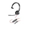 POLY Jednouszny zestaw słuchawkowy Blackwire 3310 USB-C + przejściówka USB-C/A