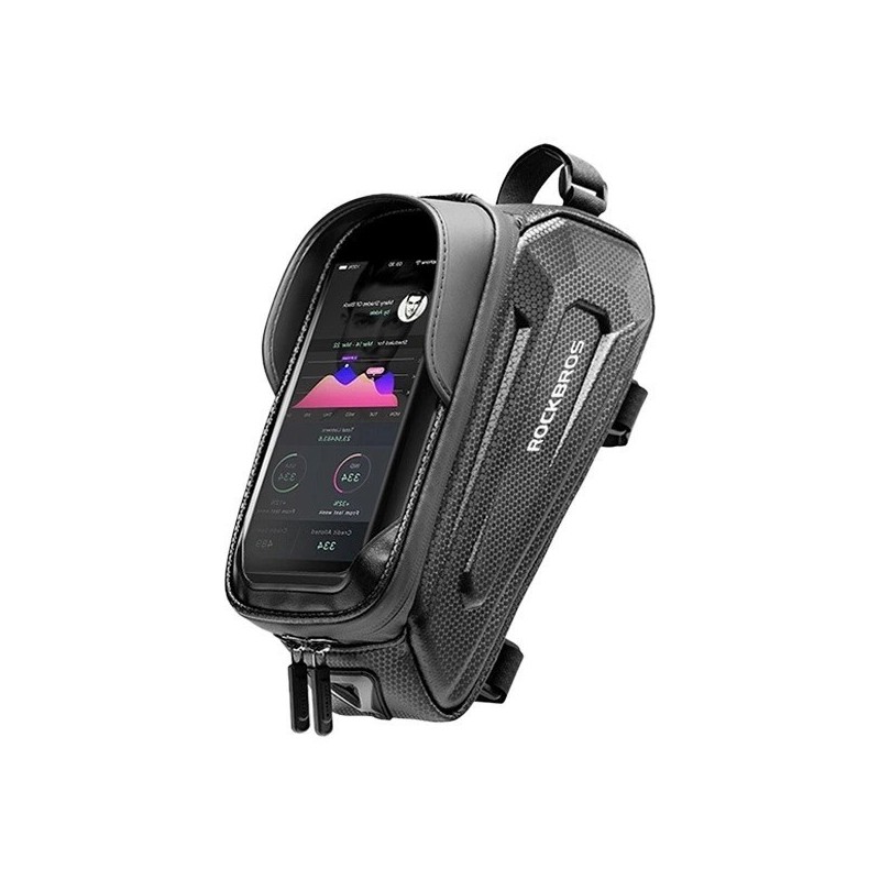 Sakwa rowerowa Rockbros B68-1 na ramę pancerna z kieszonką na telefon 1.7l - czarna Sakwa rowerowa Rockbros B68-1 na ramę pancerna z kieszonką na telefon 1.7l - czarna