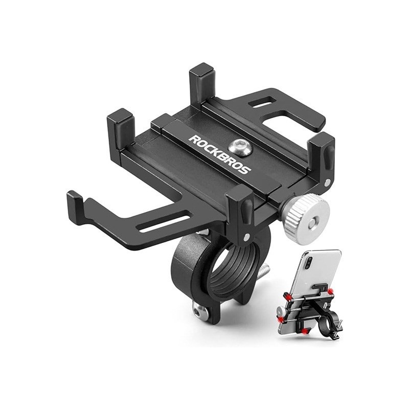 Uchwyt rowerowy Rockbros 699-BK ze stopu aluminium do telefonu - czarny Uchwyt rowerowy Rockbros 699-BK ze stopu aluminium do telefonu - czarny