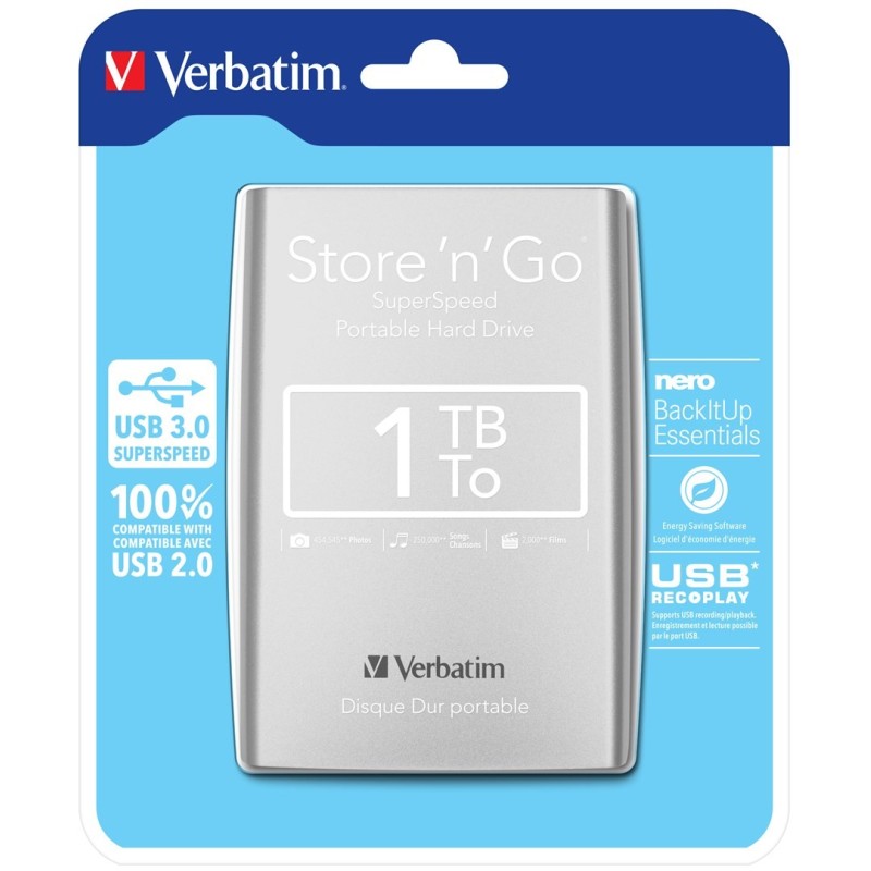 Verbatim Store 'n' Go zewnętrzny dysk twarde 1000 GB Srebrny Verbatim Store 'n' Go zewnętrzny dysk twarde 1000 GB Srebrny