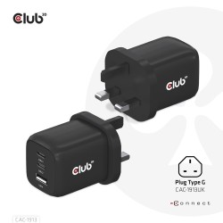 CLUB3D CAC-1913 ładowarka do urządzeń przenośnych Telefon komórkowy, Laptop, Smartfon, Uniwersalne Czarny Prąd przemienny