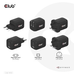 CLUB3D CAC-1913 ładowarka do urządzeń przenośnych Telefon komórkowy, Laptop, Smartfon, Uniwersalne Czarny Prąd przemienny
