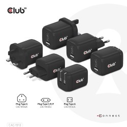 CLUB3D CAC-1913 ładowarka do urządzeń przenośnych Telefon komórkowy, Laptop, Smartfon, Uniwersalne Czarny Prąd przemienny