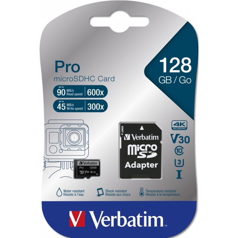 Verbatim Pro 128 GB MicroSDXC UHS-I Klasa 10 Verbatim Pro 128 GB MicroSDXC UHS-I Klasa 10