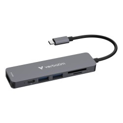 Verbatim 32156 huby i koncentratory USB 3.2 Gen 1 (3.1 Gen 1) Type-C 5000 Mbit/s Szary