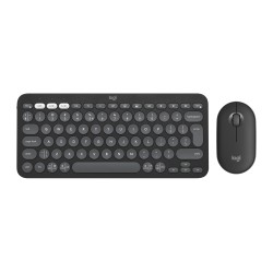Logitech 920-012239 klawiatura Dołączona myszka Uniwersalne RF Wireless + Bluetooth QWERTY Amerykański międzynarodowy Grafitowy