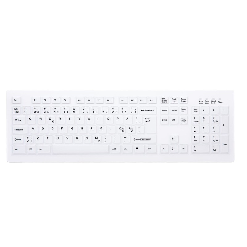 CHERRY AK-C8100F-FUS-W/NOR klawiatura Medyczna RF Wireless QWERTY Norweski Biały CHERRY AK-C8100F-FUS-W/NOR klawiatura Medyczna RF Wireless QWERTY Norweski Biały