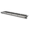 Panel krosowy high density 19" 24x keystone, ekranowany, 0.5U, czarny, prowadnica kabli, pola opisowe