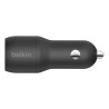Ładowarka samochodowa DUAL USB-A z kablem USB-C 1m 24W czarna