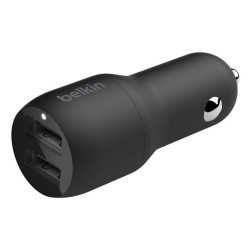 Ładowarka samochodowa DUAL USB-A z kablem USB-C 1m 24W czarna