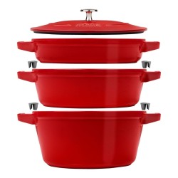 Staub La Cocotte Okrągły Żeliwo Naczynie do pieczenia - ZESTAW 3 SZTUK