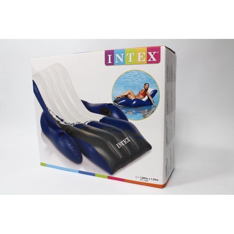 Intex Floating Recliner Lounge Czarny, Niebieski, Biały Monochromatyczny Winyl Pływające fotel Intex Floating Recliner Lounge Czarny, Niebieski, Biały Monochromatyczny Winyl Pływające fotel