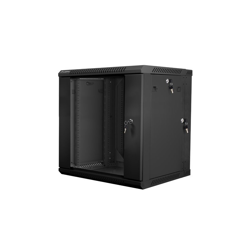 Szafa rack Lanberg WF02-6612-10B (12U 635mm / 600mm / 600 mm wisząca Szklane 19'' kolor czarny)