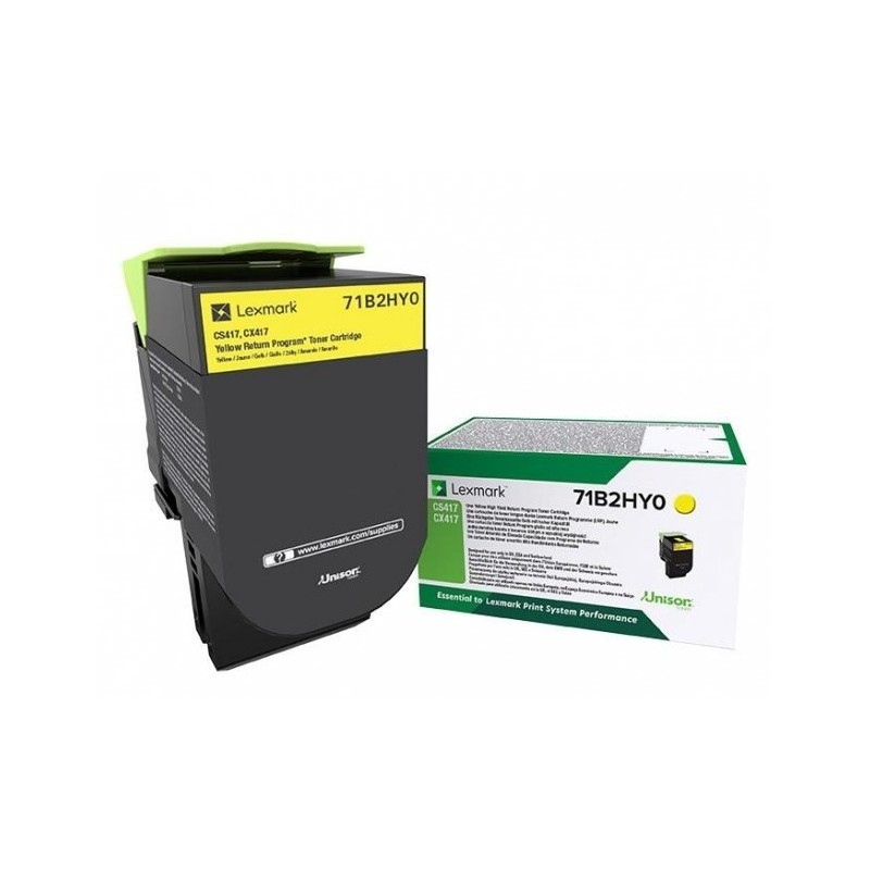 Lexmark 71B2HY0 kaseta z tonerem 1 szt. Oryginalny Żółty Lexmark 71B2HY0 kaseta z tonerem 1 szt. Oryginalny Żółty
