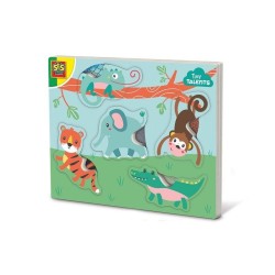 SES Creative Tiny Talents Touch and feel animal puzzle Rama puzzli 5 szt. Animals