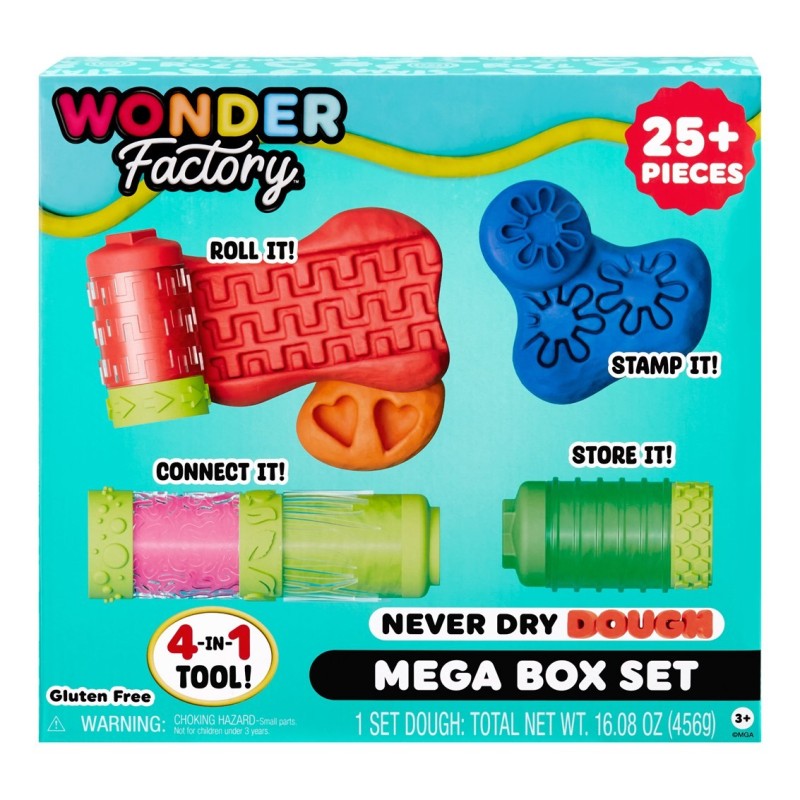 MGA Entertainment Wonder Factory Never Dry Dough Mega Box Set Ciasto do modelowania 456 g Wielobarwny 8 szt.