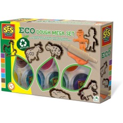 SES Creative Eco dough mega set Ciasto do modelowania Niebieski, Brązowy, Zielony, Pomarańczowy, Fioletowy, Czerwony, Żółty